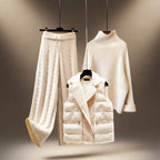Juliet - Women's Ribbed Turtleneck & Pleated Trousers Set