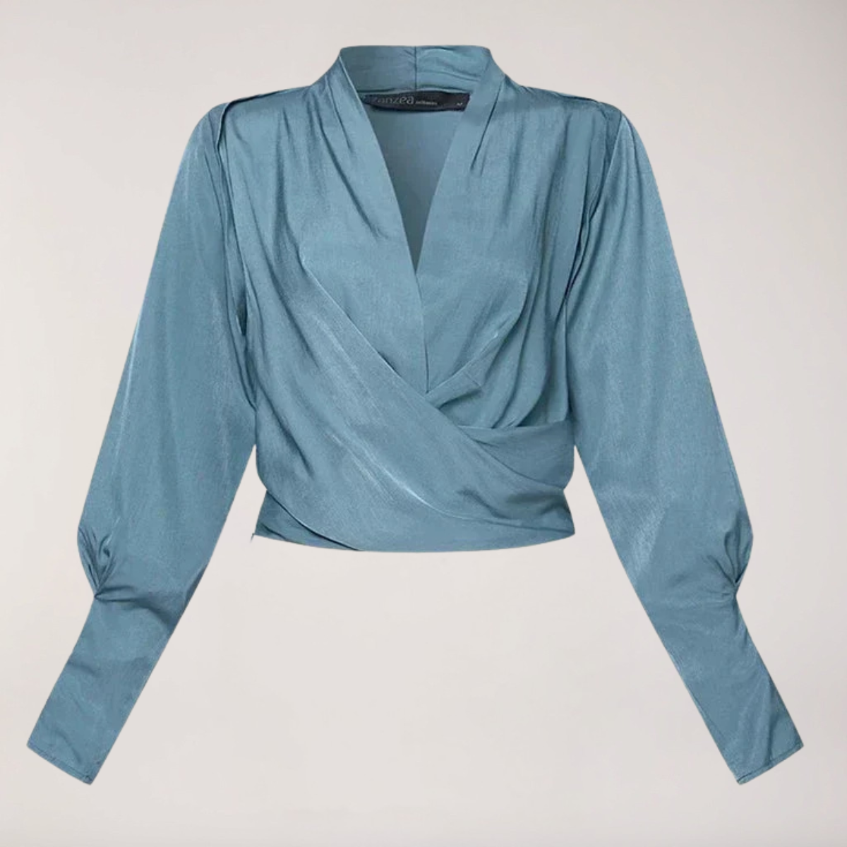Juniper - Women's Wrap V-Neck Blouse with Puff Sleeves