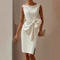 Katarina - Women's Boat Neck Bow Detail Formal Dress 1