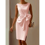 Katarina - Women's Boat Neck Bow Detail Formal Dress 5