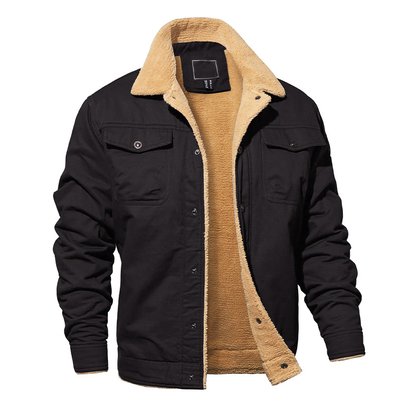 Keenan - Men's Button-Front Cargo Jacket with Sherpa Lining