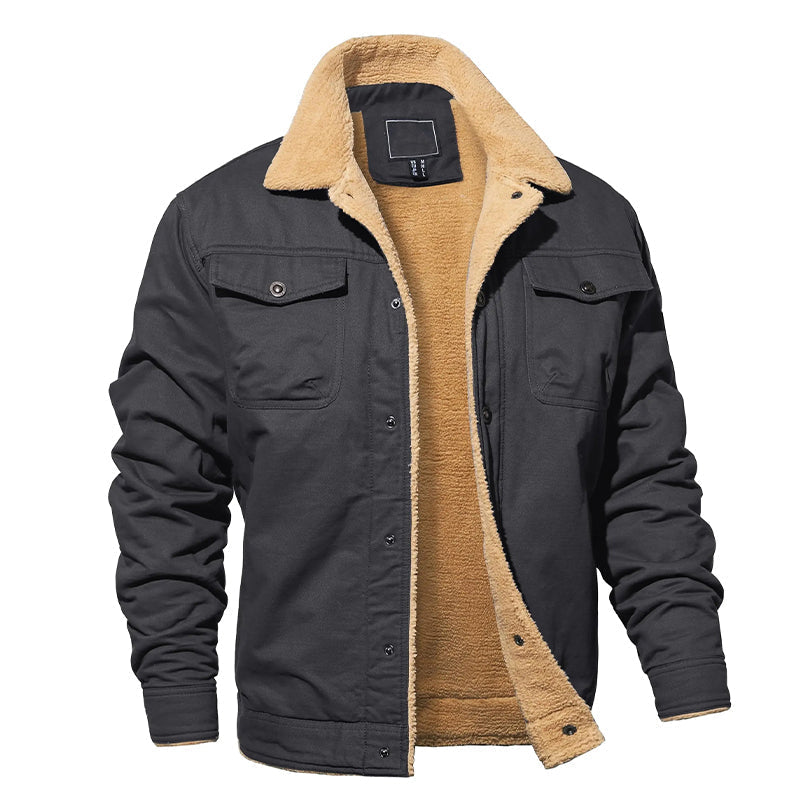 Keenan - Men's Button-Front Cargo Jacket with Sherpa Lining