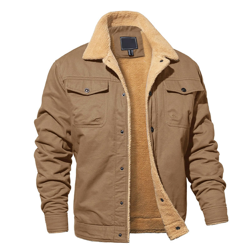 Keenan - Men's Button-Front Cargo Jacket with Sherpa Lining