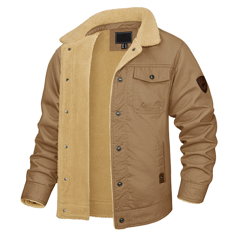 Keenan - Men's Button-Front Cargo Jacket with Sherpa Lining