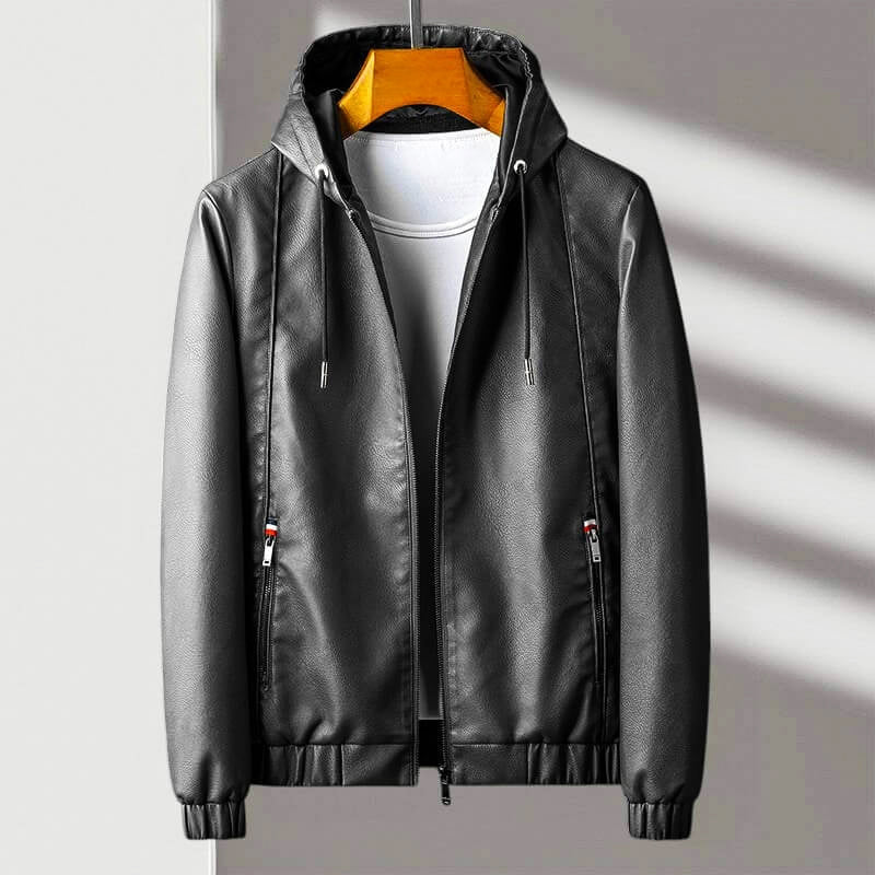 Kestrel - Men's Hooded Zip Leather Jacket