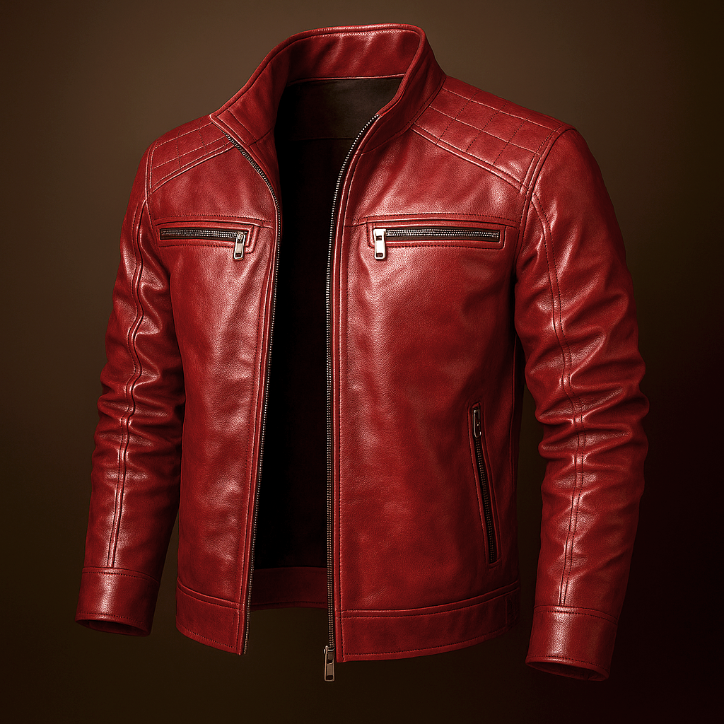 Keswick - Men's Full-Zip Leather Jacket with Front Chest Pockets