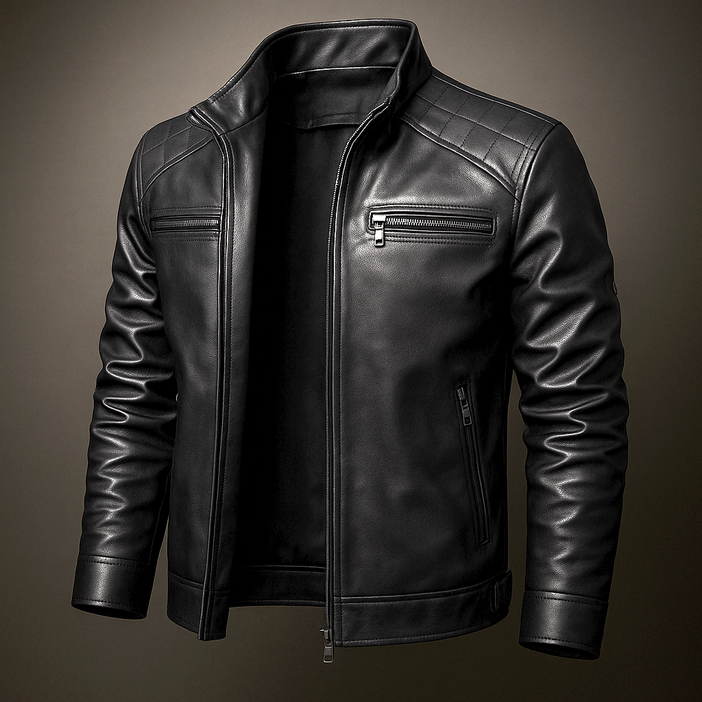 Keswick - Men's Full-Zip Leather Jacket with Front Chest Pockets