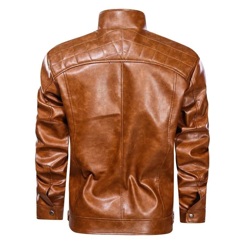 Keswick - Men's Full-Zip Leather Jacket with Front Chest Pockets