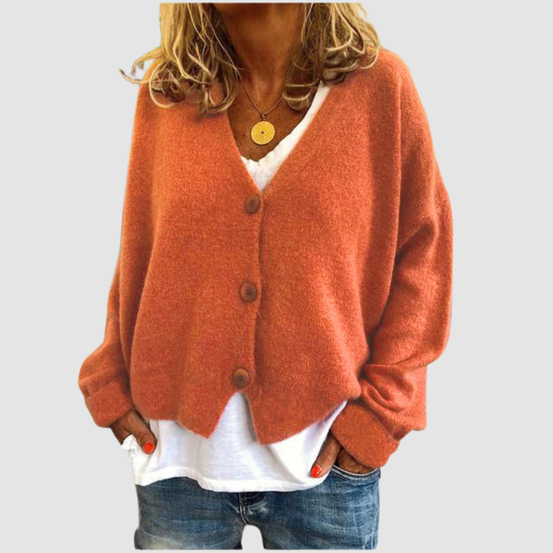 Kezia - Women's V-Neck Button-Up Cardigan