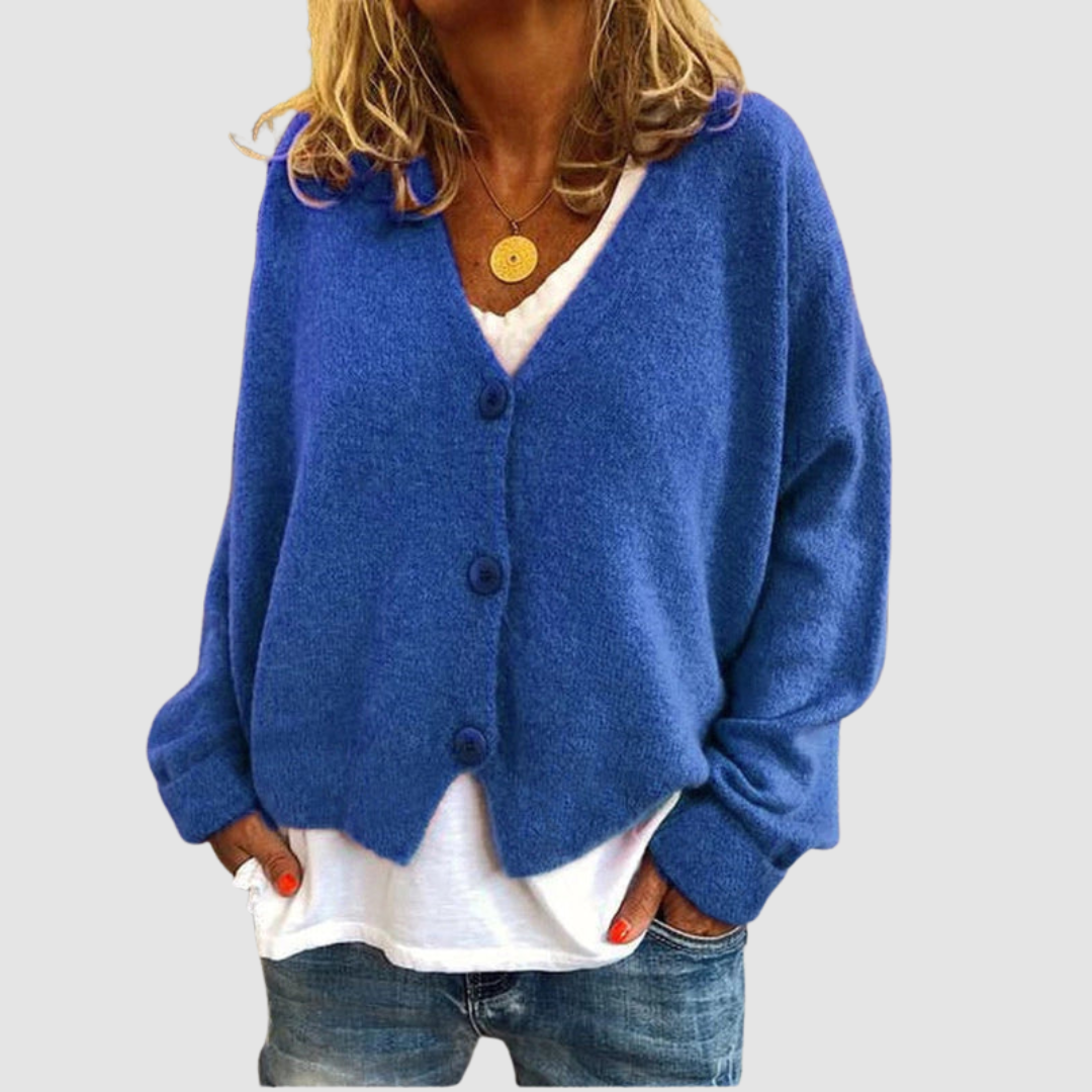 Kezia - Women's V-Neck Button-Up Cardigan
