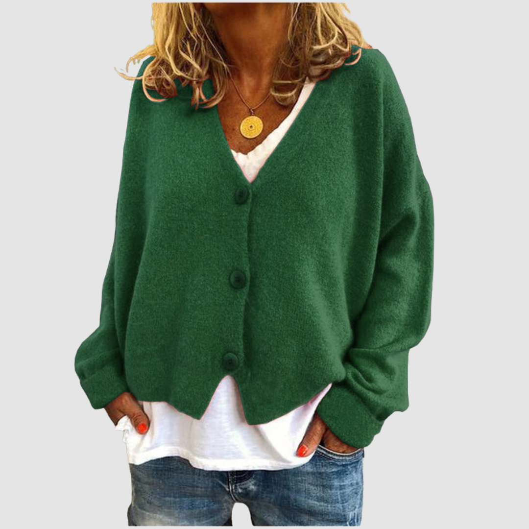 Kezia - Women's V-Neck Button-Up Cardigan