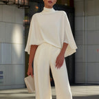 Kyla - Women's Half-Turtleneck Batwing Matching Set 5