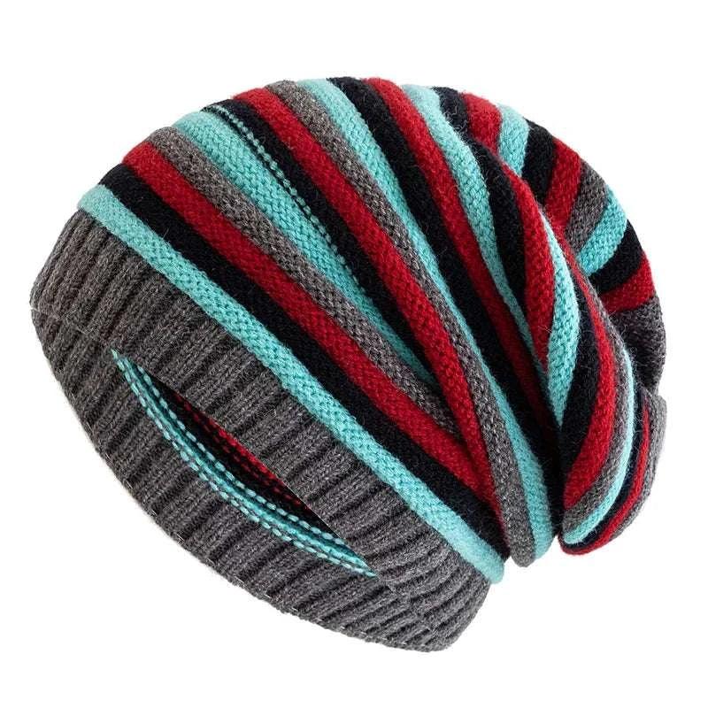 Lainey - Women's Striped Relaxed-Fit Knit Beanie