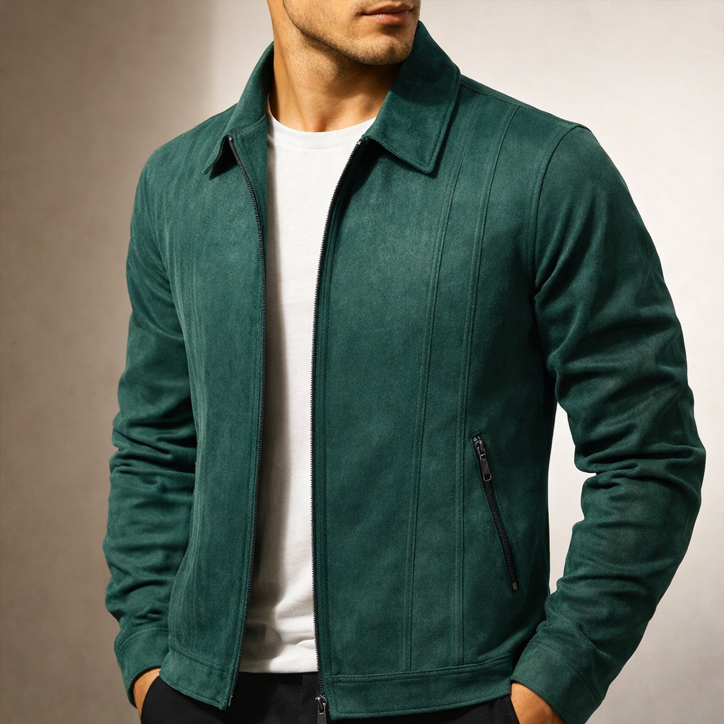 Lennon - Men's Suede Jacket with Notch Collar