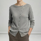 Lenya - Women's Button-Front Crewneck Cardigan