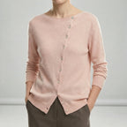 Lenya - Women's Button-Front Crewneck Cardigan