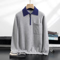 Leopold - Men's Cashmere Half-Zip Sweater with Contrast Collar
