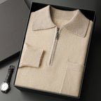 Leopold - Men's Cashmere Half-Zip Sweater with Contrast Collar