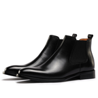 Logan - Men's Pointed-Toe Leather Chelsea Boots