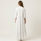 Lucinda - Women's Button-Front Maxi Dress with Tiered Ruffle Hem