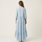 Lucinda - Women's Button-Front Maxi Dress with Tiered Ruffle Hem