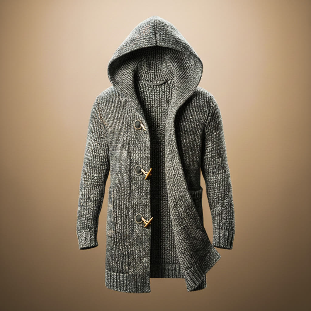 Lukas - Men's Marled Wool-Blend Hooded Cardigan