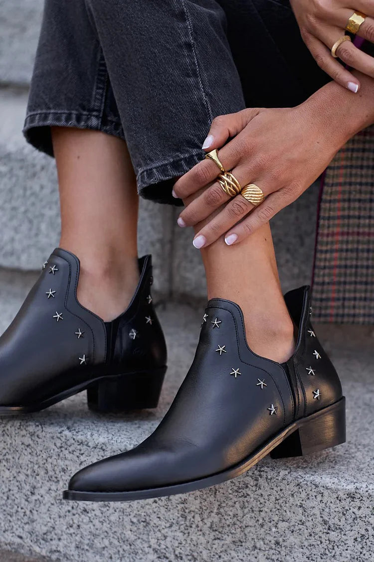 Lydia - Women's Star-Stud Pointed Ankle Boots