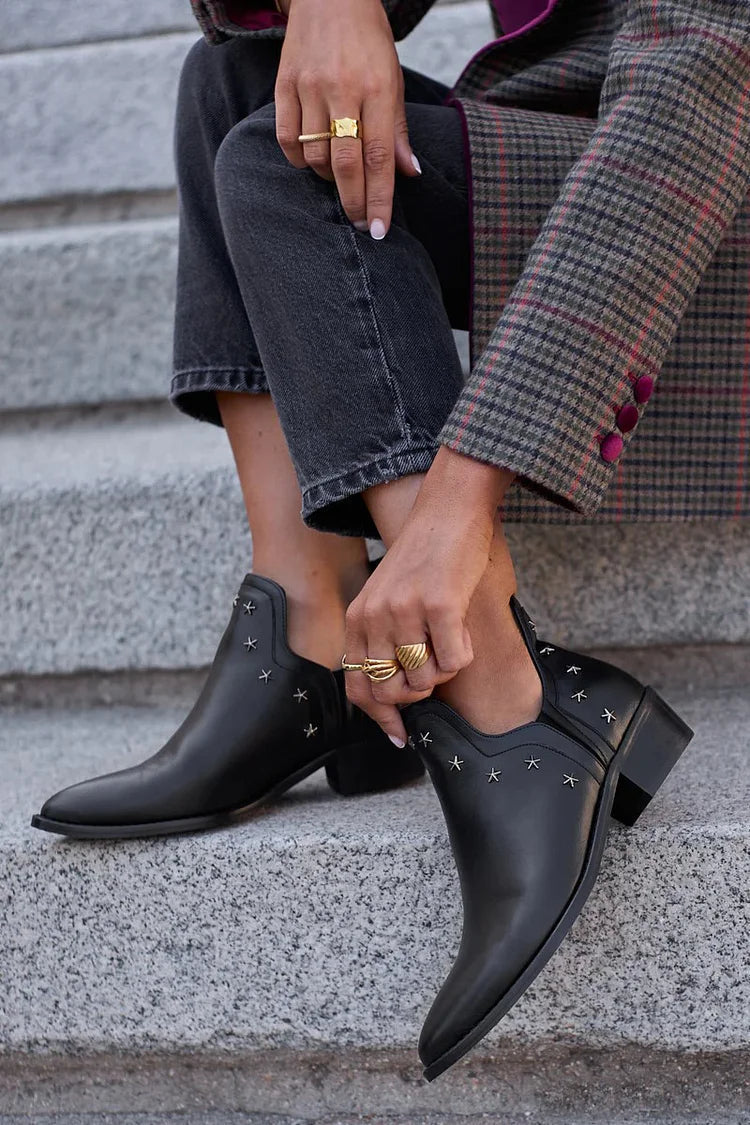 Lydia - Women's Star-Stud Pointed Ankle Boots