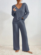 Lydia - Women's Vertical-Ribbed Knit Loungewear Set