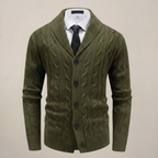 Marcus - Men's Cable-Knit Cardigan with Shawl Collar