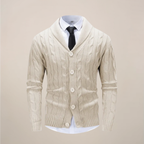 Marcus - Men's Cable-Knit Cardigan with Shawl Collar