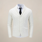 Marcus - Men's Cable-Knit Cardigan with Shawl Collar