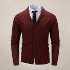Marcus - Men's Cable-Knit Cardigan with Shawl Collar