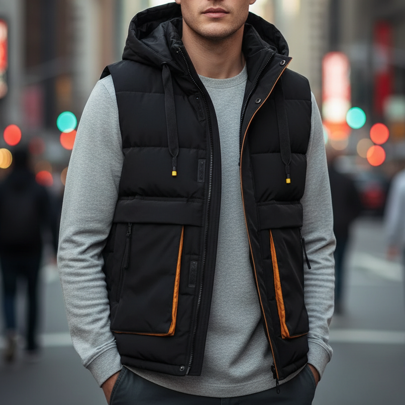 Marcus - Men's Quilted Puffer Vest with Hood