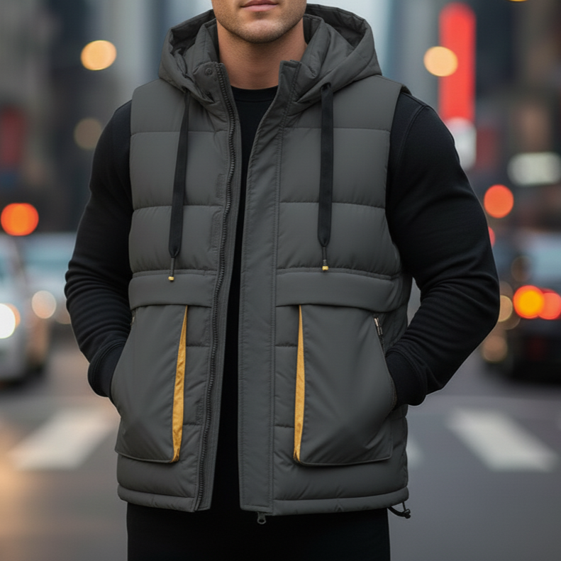 Marcus - Men's Quilted Puffer Vest with Hood