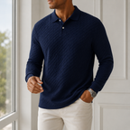Marcus - Men's Textured Long-Sleeve Polo