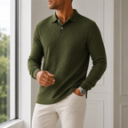 Marcus - Men's Textured Long-Sleeve Polo
