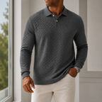 Marcus - Men's Textured Long-Sleeve Polo