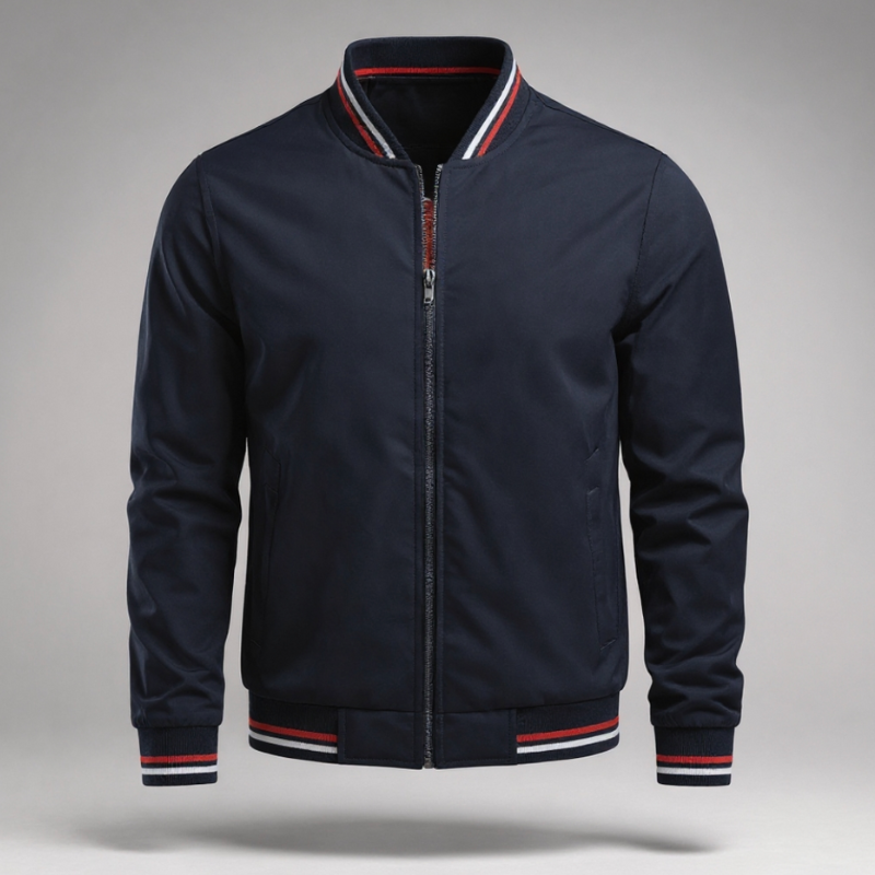 Marcus - Men's Varsity Bomber Jacket with Ribbed Collar & Cuffs