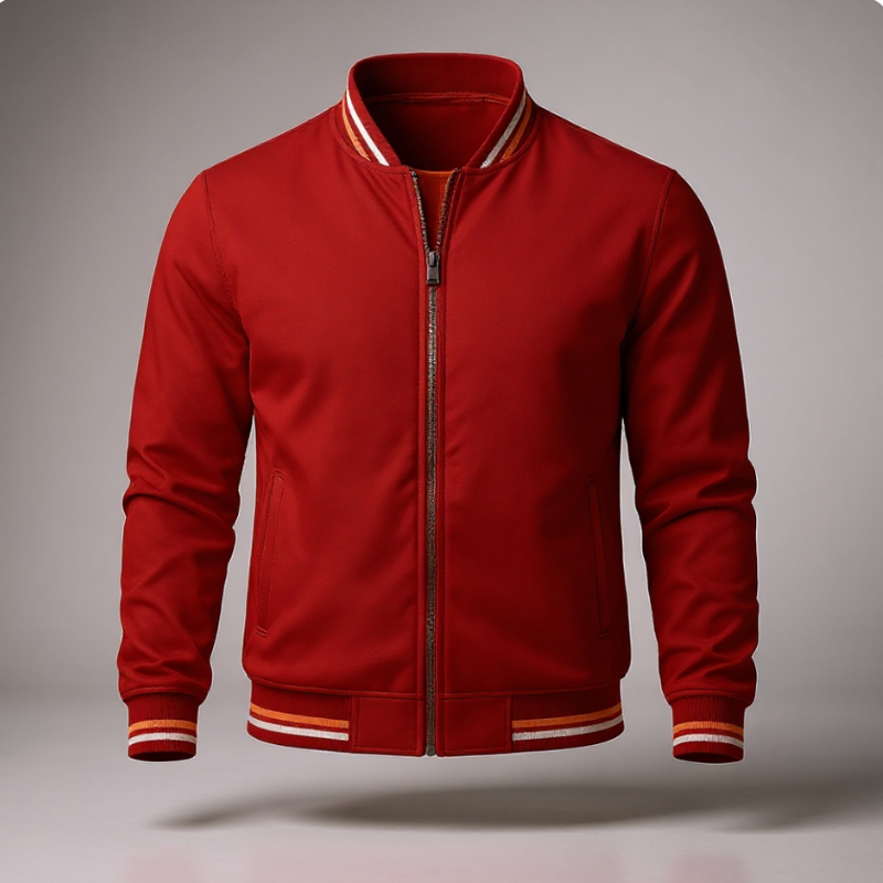 Marcus - Men's Varsity Bomber Jacket with Ribbed Collar & Cuffs
