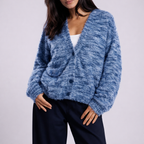 Margot - Women's Brushed Button-Front Cardigan with Drop Shoulders