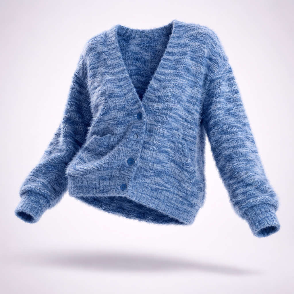 Margot - Women's Brushed Button-Front Cardigan with Drop Shoulders