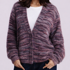 Margot - Women's Brushed Button-Front Cardigan with Drop Shoulders