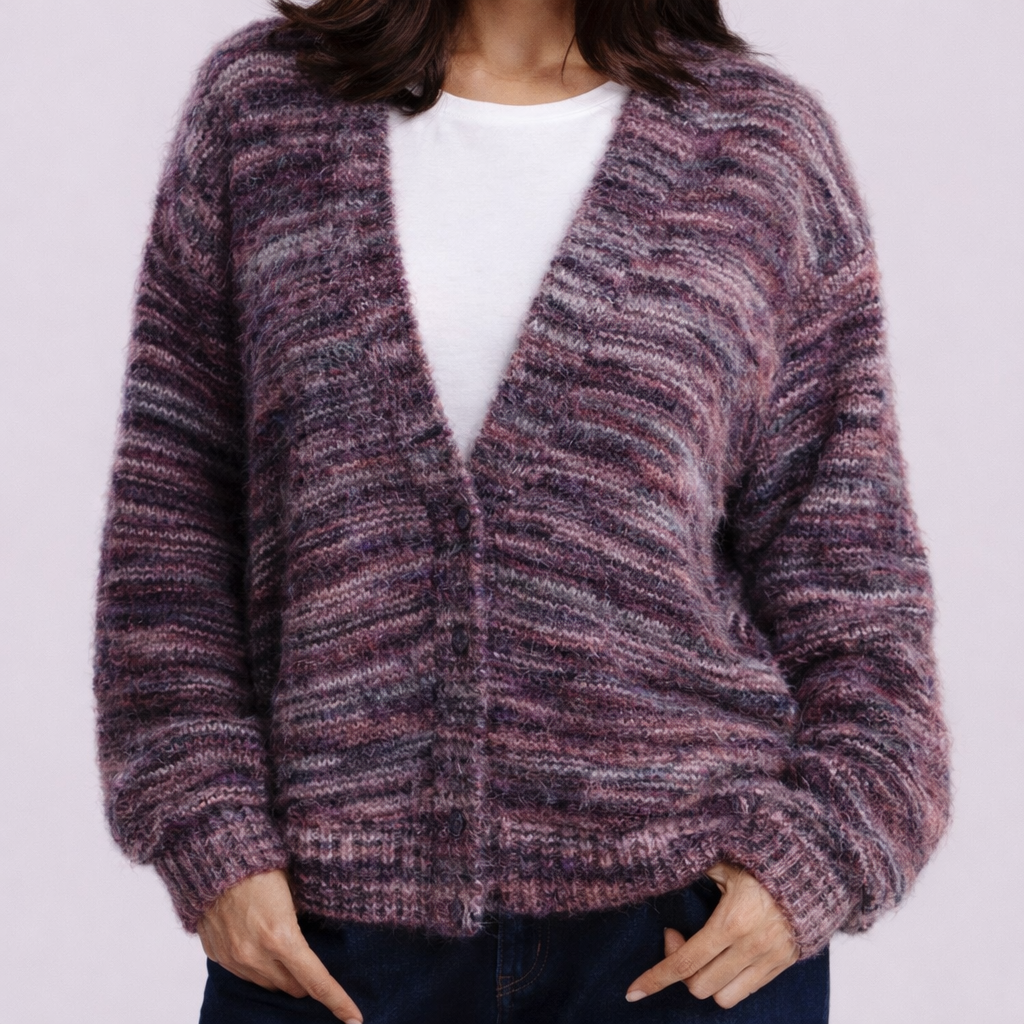 Margot - Women's Brushed Button-Front Cardigan with Drop Shoulders