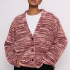 Margot - Women's Brushed Button-Front Cardigan with Drop Shoulders