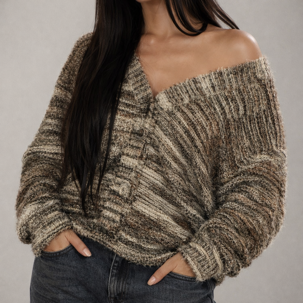 Margot - Women's Brushed Button-Front Cardigan with Drop Shoulders