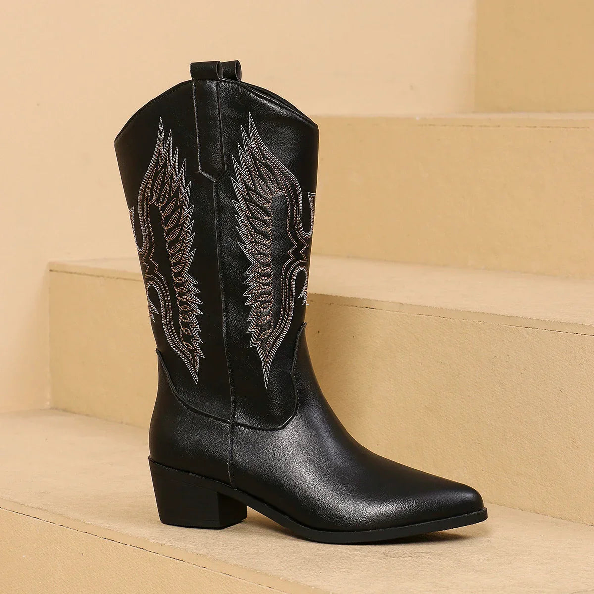 Margot - Women's Embroidered Mid-Calf Western Boots