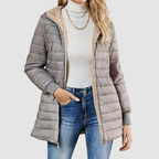 Margot - Women's Hooded Puffer Coat with Sherpa Lining