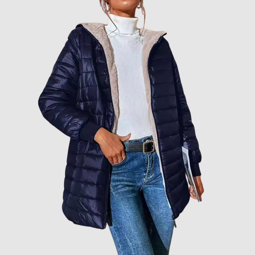 Margot - Women's Hooded Puffer Coat with Sherpa Lining