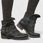 Margot - Women's Studded Fold-Over Ankle Boots